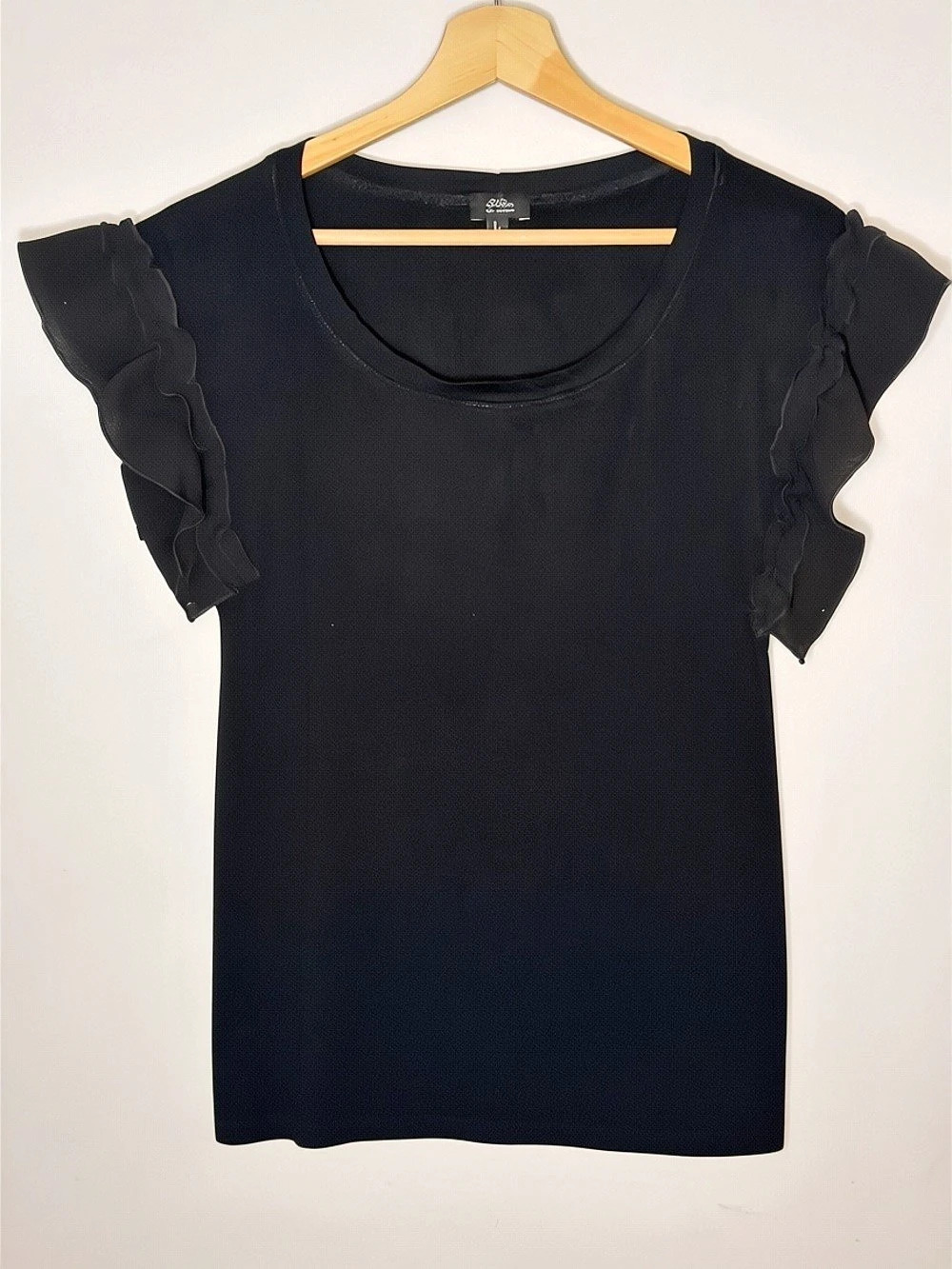 Black Ruffle Sleeve Tee